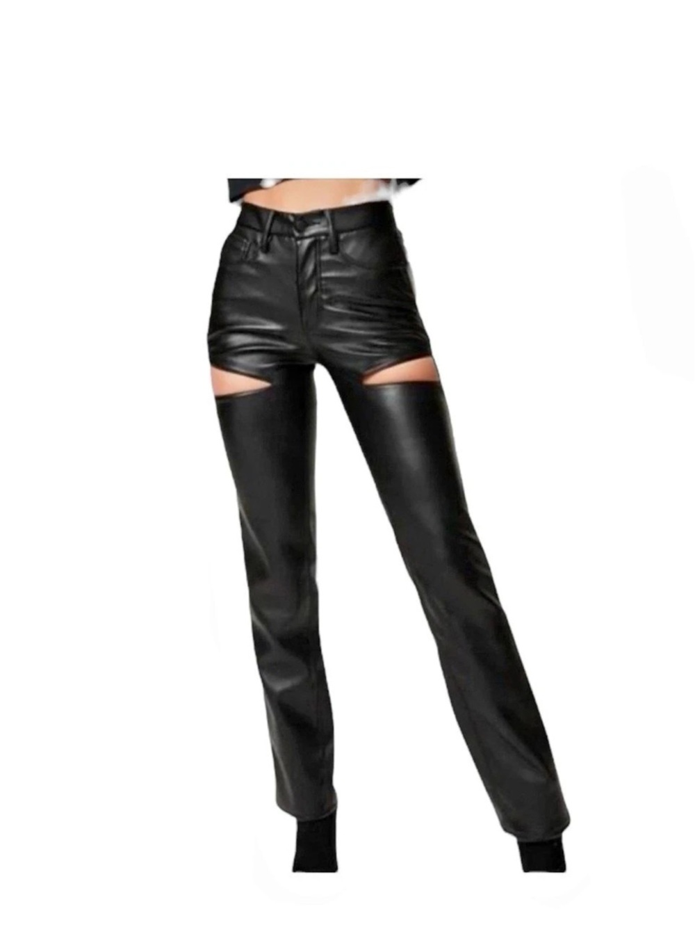 Good American Good Icon Faux Leather Pants Black Size 00 (24)